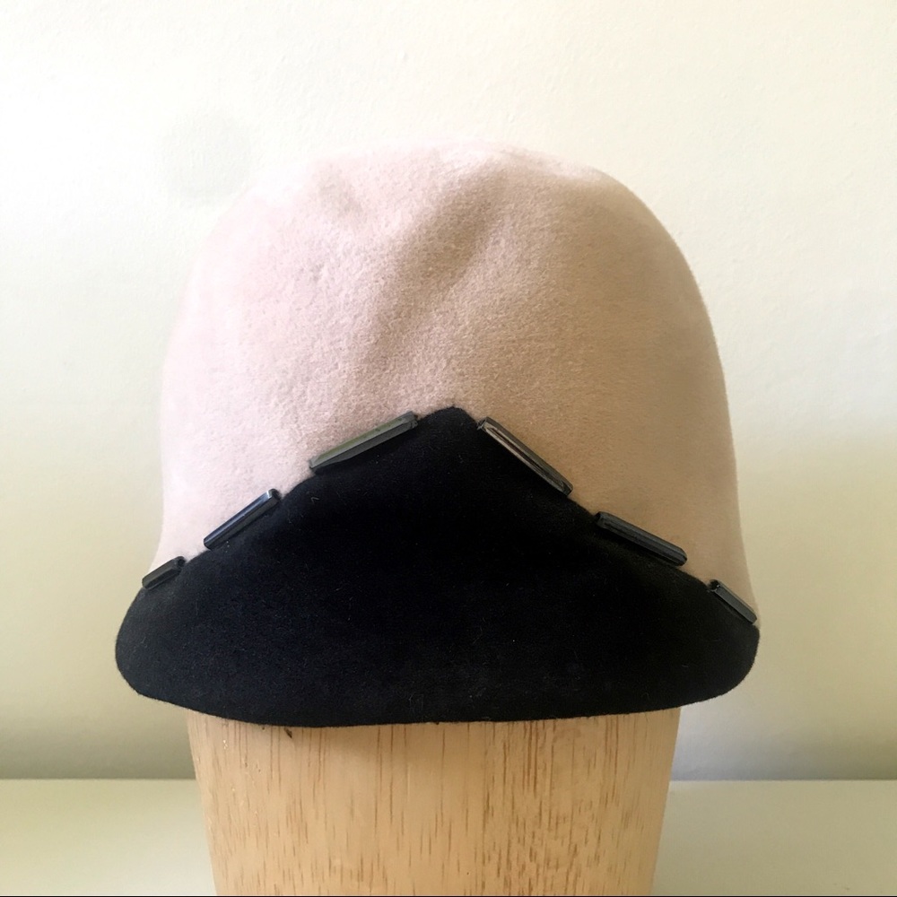Vintage Cream & Black Felt Hat